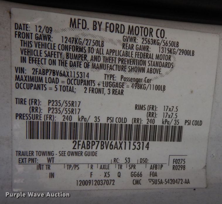 image for item KF9586 2010 Ford Crown Victoria Police Interceptor