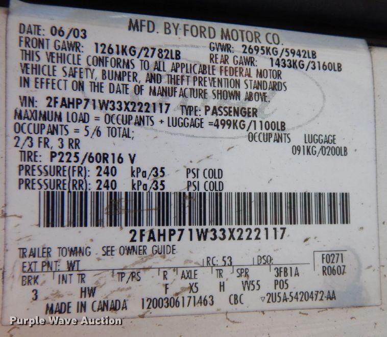 image for item KF9588 2003 Ford Crown Victoria Police Interceptor