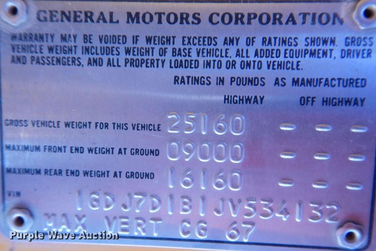 image for item KP9364 1988 GMC Sierra 7000  dump truck