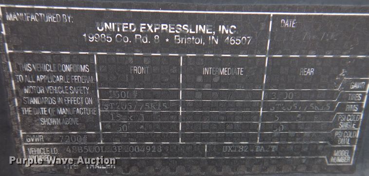 image for item KP9367 1993 United Expressline  enclosed cargo trailer