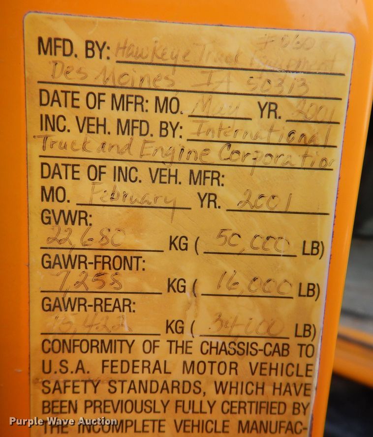 image for item KP9400 2001 International 4900  dump truck