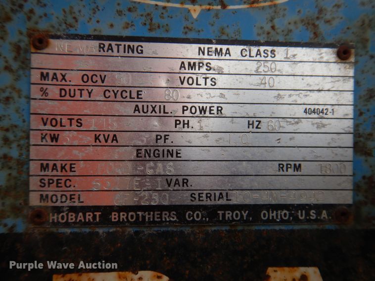 image for item KP9405 Hobart WL4942  welder/generator