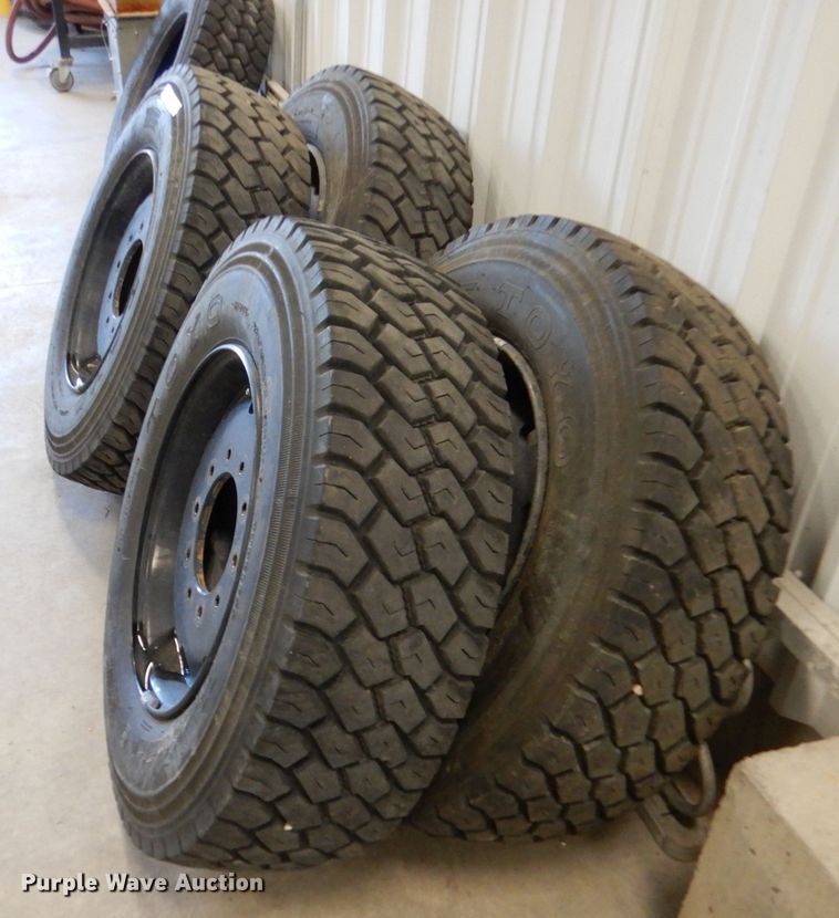 image for item LB9871 (4) Toyo M608Z 285/70R19.5 tires and wheels