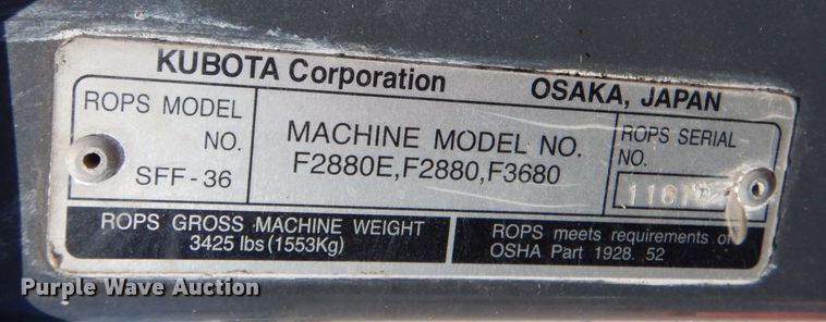 image for item LB9945 Kubota F2880  lawn mower