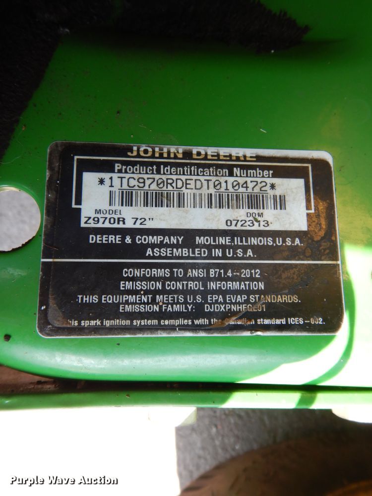 image for item LR9823 John Deere Z970R  ZTR lawn mower