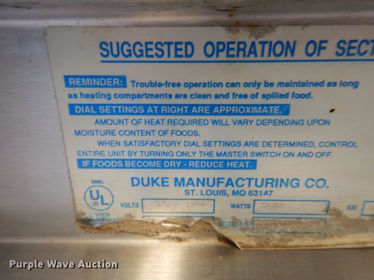 image for item LR9854 Duke  steam table