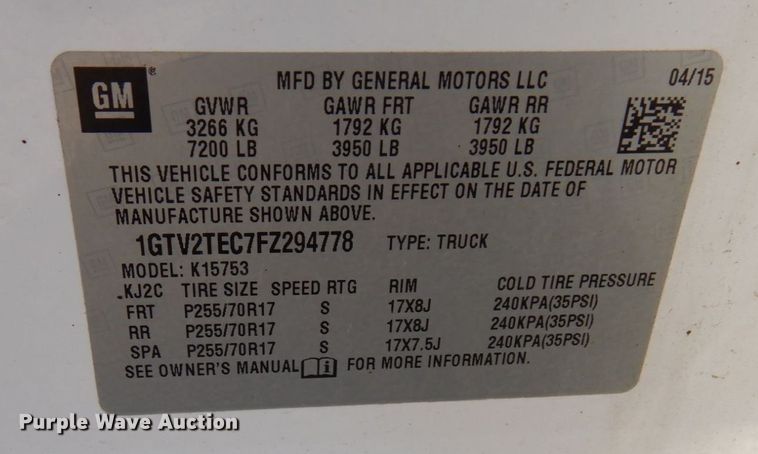 image for item MH9111 2015 GMC Sierra 1500  Double Cab pickup truck