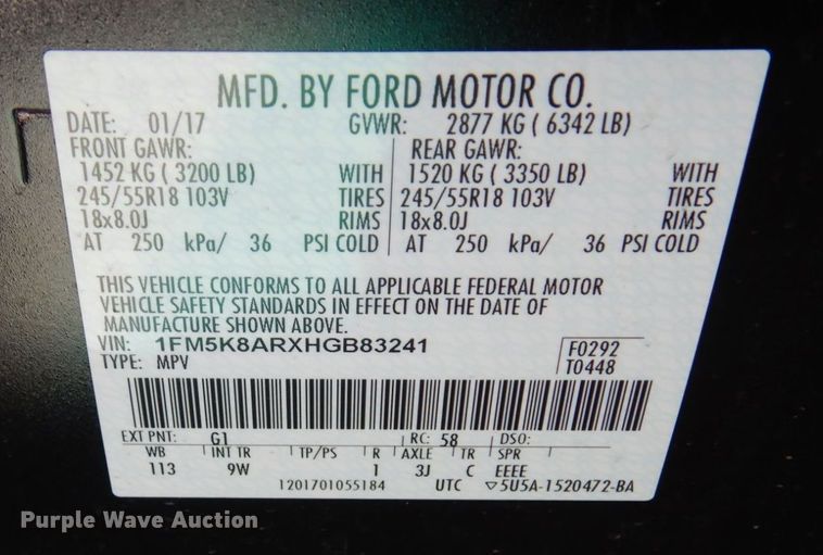 image for item MH9122 2017 Ford Explorer Police Interceptor  SUV