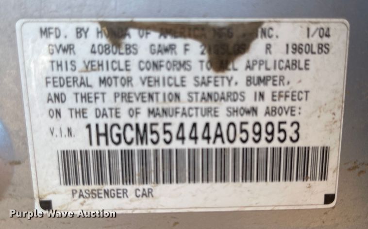 image for item MU9026 2004 Honda Accord