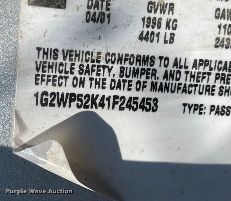 image for item MU9027 2001 Pontiac Grand Prix