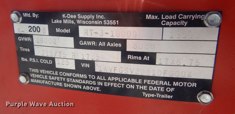 image for item MX9996 2008 K-Dee RT-3-16000  reel trailer