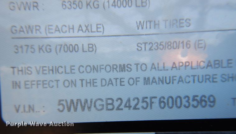 image for item DB7823 2015 Delco  livestock trailer