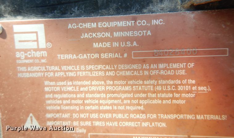 image for item DB7824 2000 Ag-Chem TerraGator 8104  applicator cab and chassis