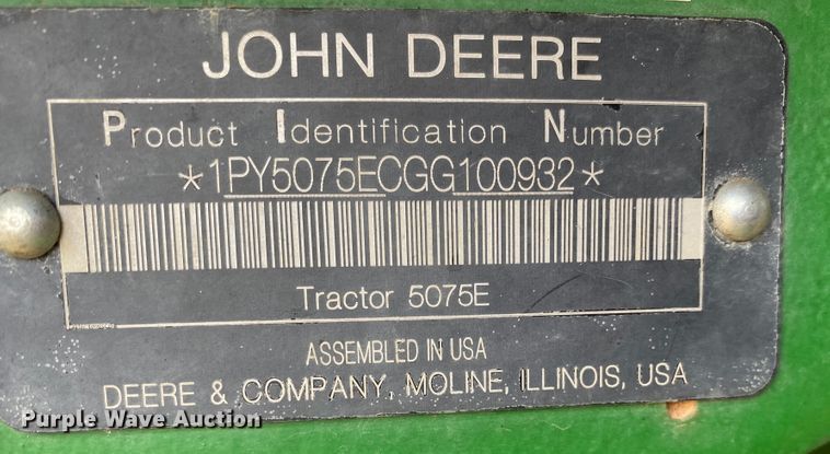 image for item DK6403 2016 John Deere 5075E  tractor