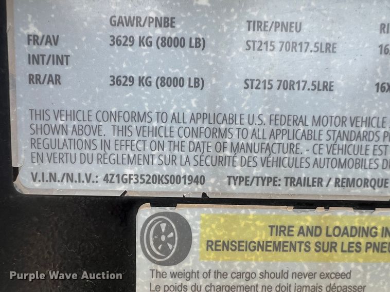 image for item DK7104 2019 Gator Made  equipment trailer