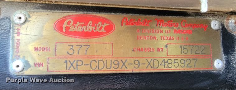 image for item JC9628 1999 Peterbilt 377  truck cab and chassis