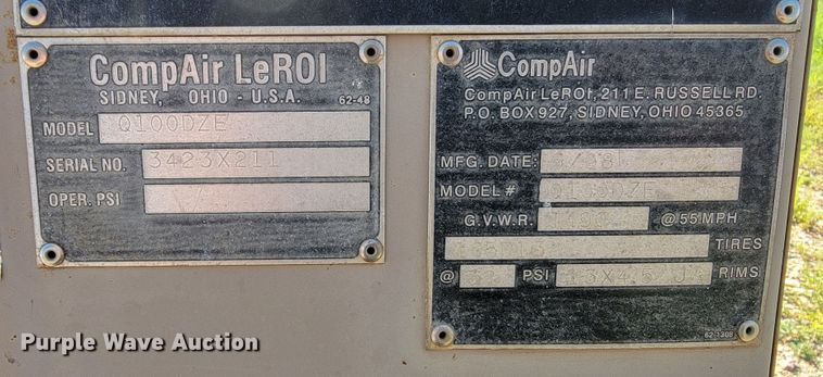 image for item JC9630 CompAir LeRoi Q100DZE  air compressor