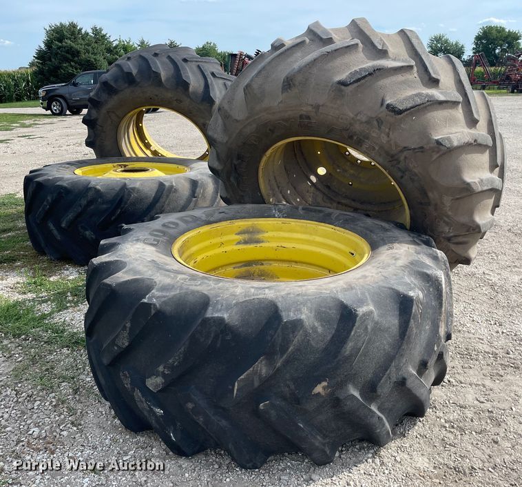 image for item KF9525 (4) Goodyear 710/70R38 tires and wheels