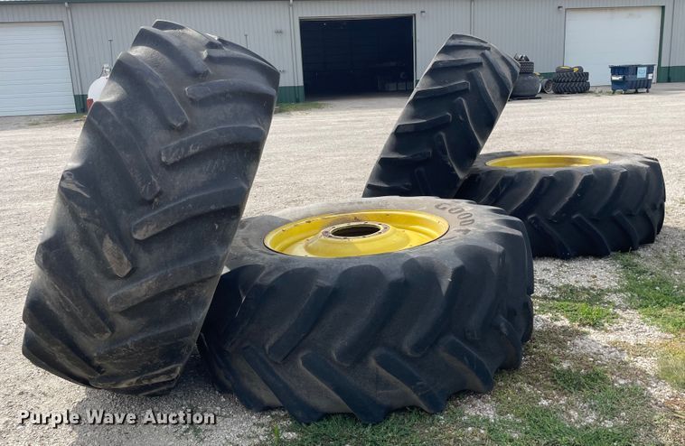 image for item KF9525 (4) Goodyear 710/70R38 tires and wheels