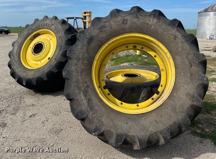 image for item KF9525 (4) Goodyear 710/70R38 tires and wheels