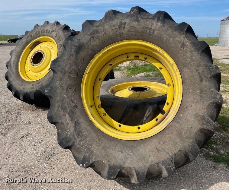 image for item KF9525 (4) Goodyear 710/70R38 tires and wheels