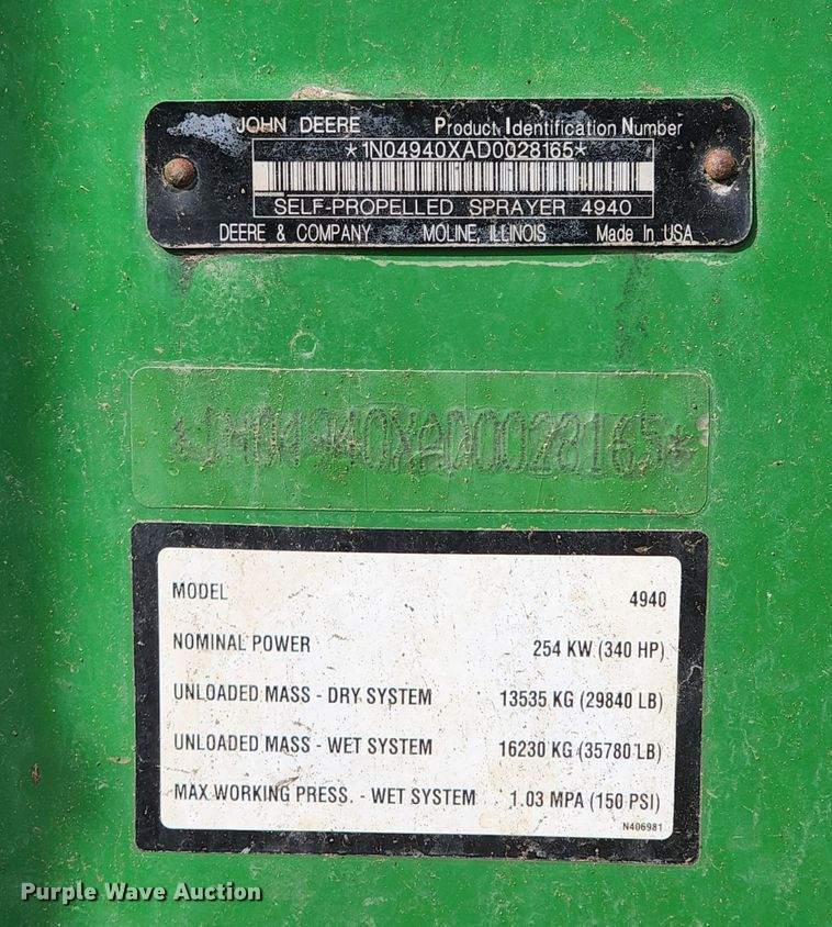 image for item KH9329 2014 John Deere 4940  applicator