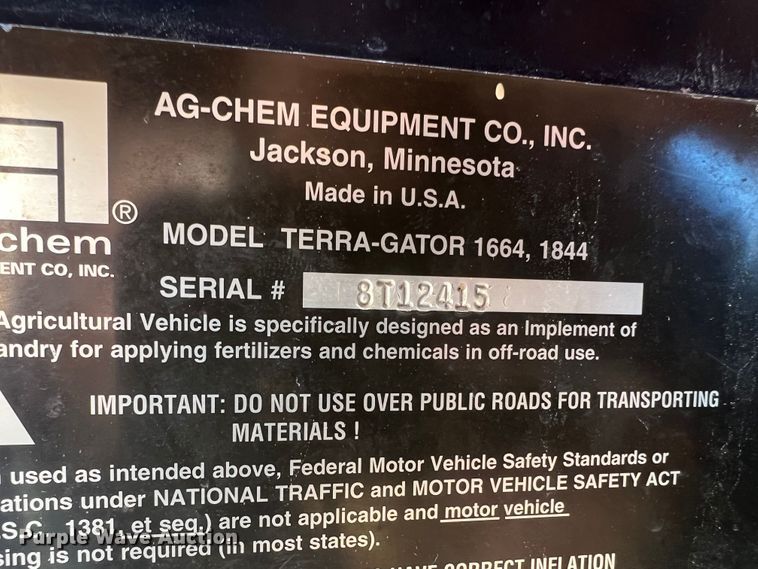 image for item MR9840 Ag-Chem TerraGator 1844  sprayer