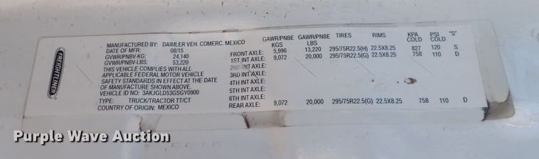 image for item DI1978 2016 Freightliner Cascadia  semi truck