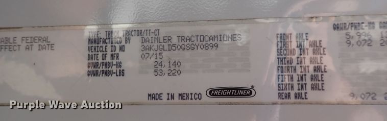 image for item DI1985 2016 Freightliner Cascadia  semi truck
