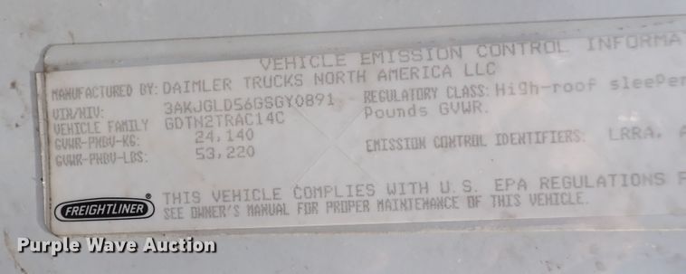 image for item DI1986 2016 Freightliner Cascadia  semi truck