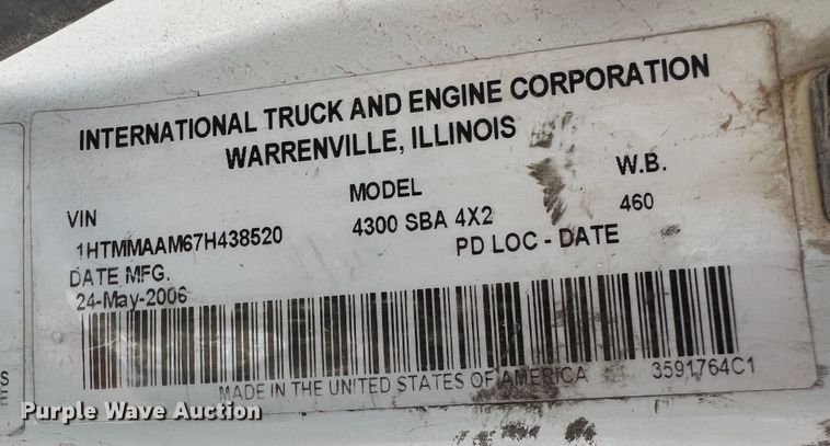image for item DJ7742 2007 International 4300 SBA  flatbed truck