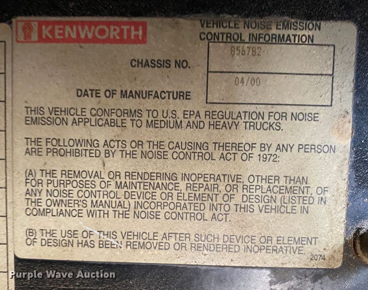 image for item DK6442 2001 Kenworth W900  semi truck