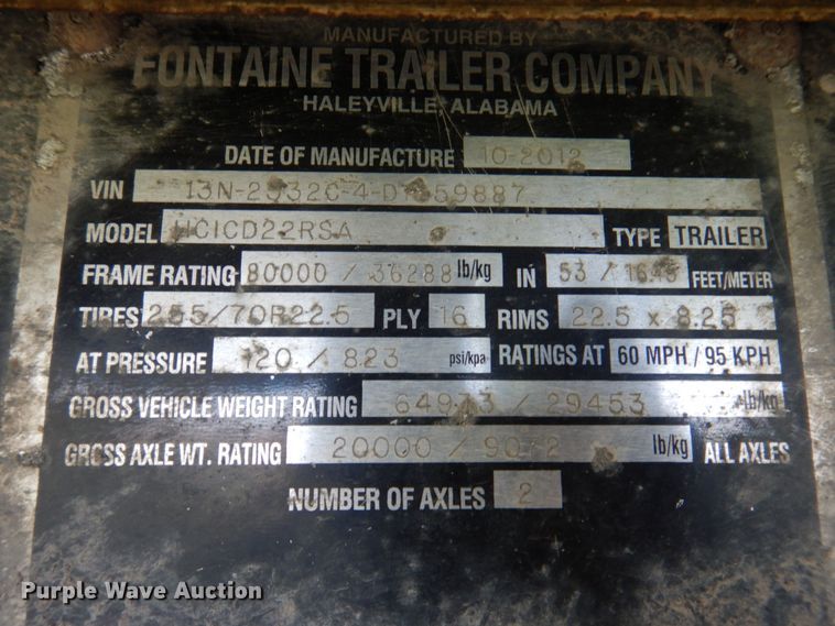 image for item DP0317 2013 Fontaine HCICD22RSA  drop deck equipment trailer