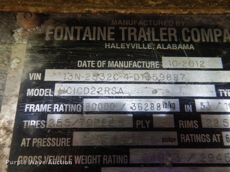 image for item DP0317 2013 Fontaine HCICD22RSA  drop deck equipment trailer