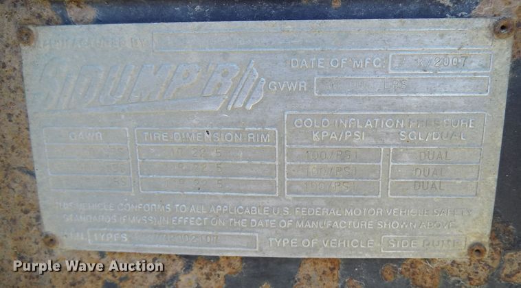 image for item DR1322 2007 SiDump'r SDR325  side dump trailer