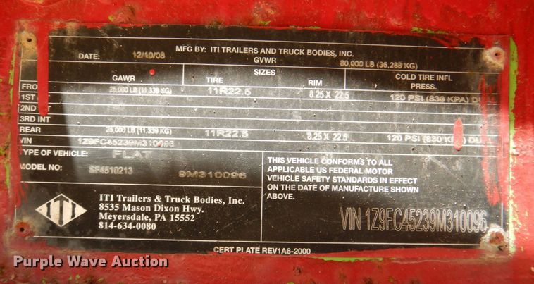 image for item DR1973 2009 ITI SF4510213  flatbed trailer