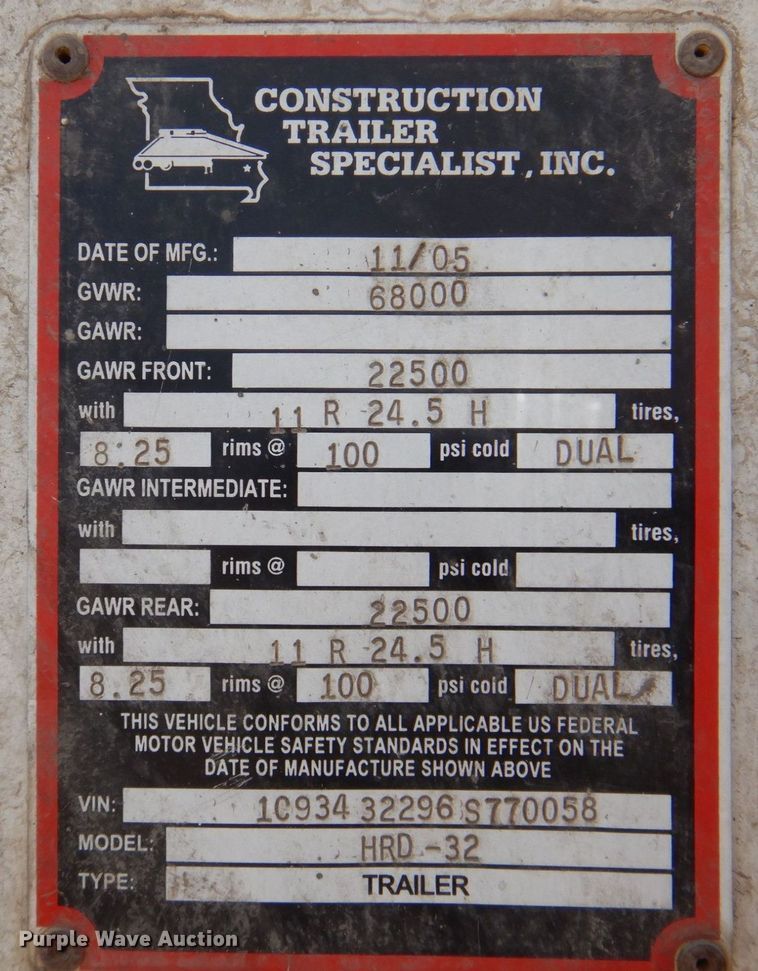 image for item DR1987 2006 Construction Trailer Specialist HRD-32  dump trailer