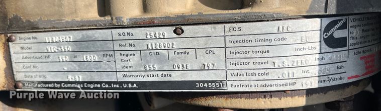 image for item IA9008 1987 Kenworth T600  semi truck