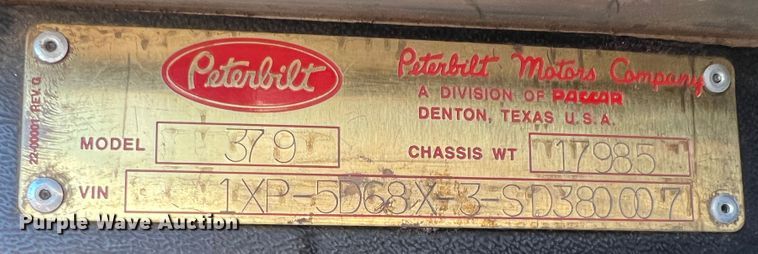 image for item JX9294 1995 Peterbilt 379  semi truck