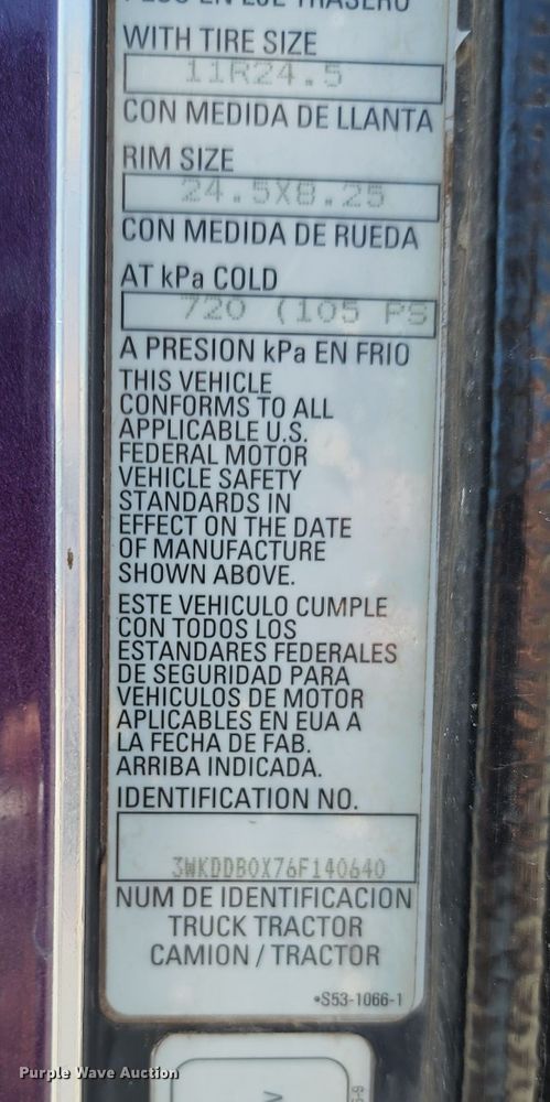 image for item KH9333 2006 Kenworth T800  semi truck