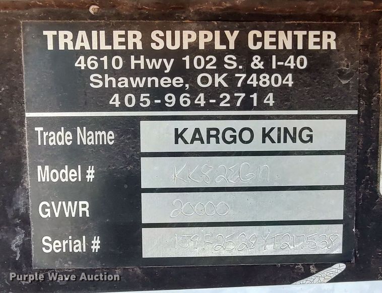 image for item LK9120 2000 Kargo King KK82EGN  equipment trailer