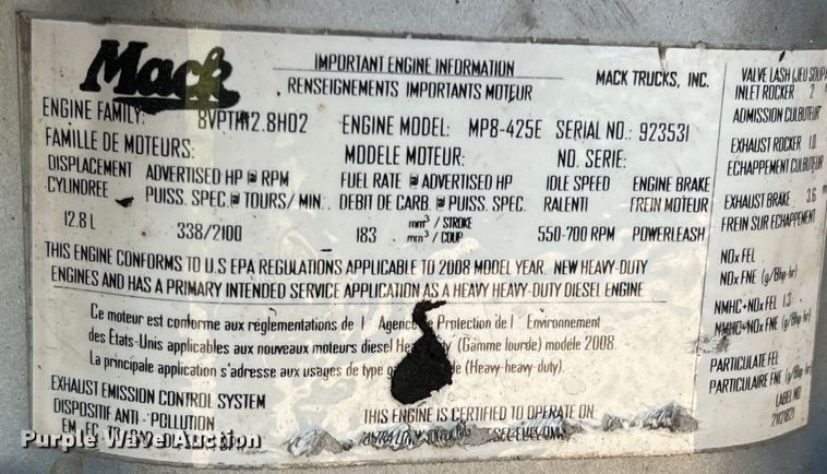 image for item MQ9812 2009 Mack CHU613  dump truck