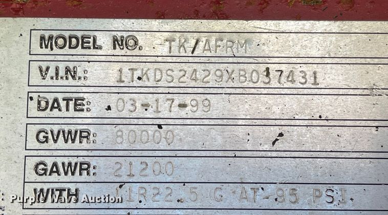 image for item MU9095 1999 TI Brook TK/AFRM  end dump trailer