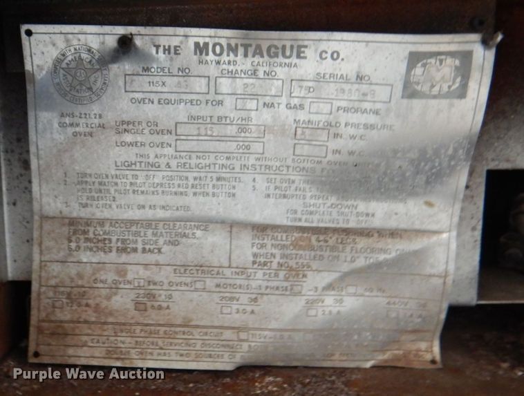 image for item DH7508 (6) Montague convection ovens