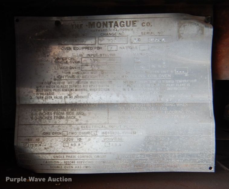 image for item DH7509 (4) Montague 115XAG convection ovens