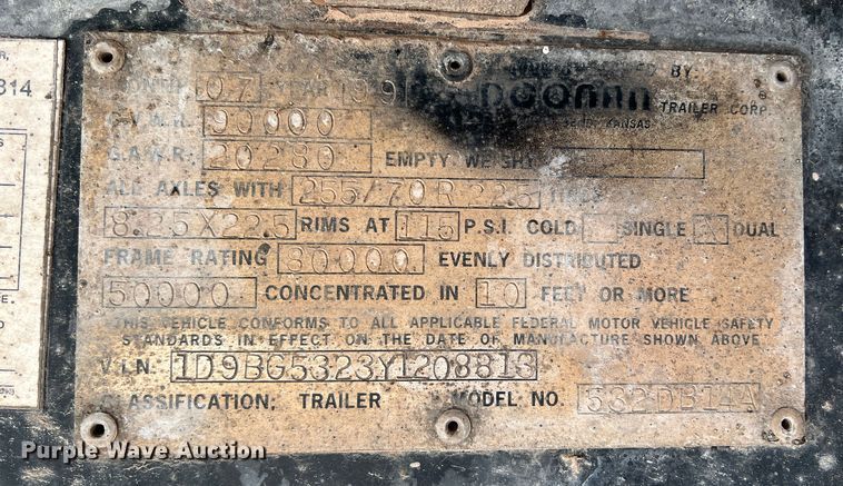 image for item DJ7721 2000 Doonan 532DB14A  drop deck equipment trailer