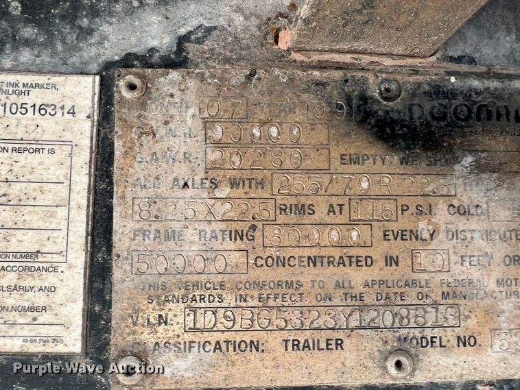 image for item DJ7721 2000 Doonan 532DB14A  drop deck equipment trailer