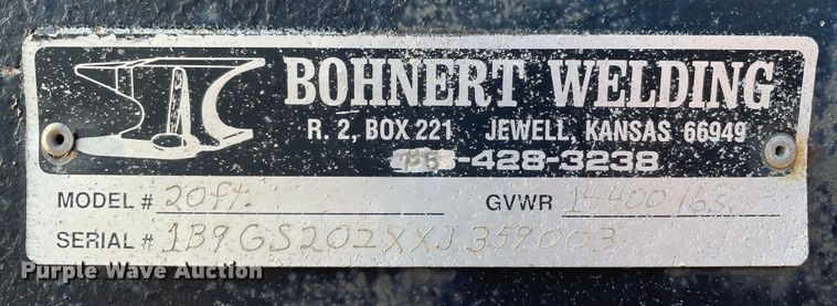 image for item DN5154 1999 Bohnert  flatbed trailer