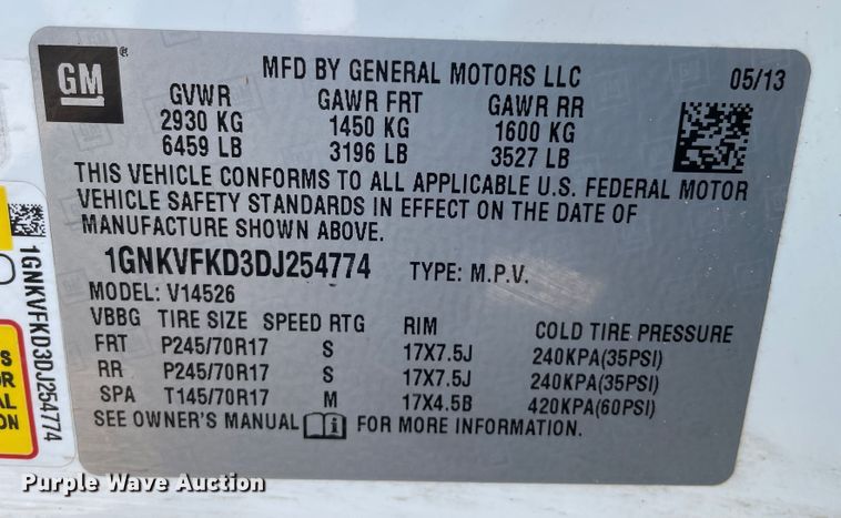 image for item DN5155 2013 Chevrolet Traverse  SUV