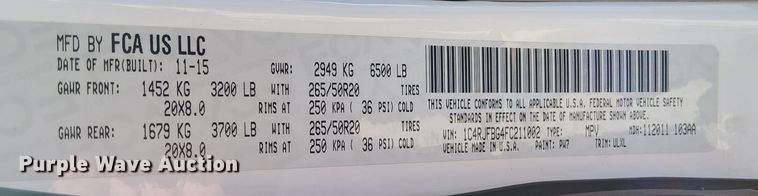 image for item DN6838 2015 Jeep Grand Cherokee Limited  SUV